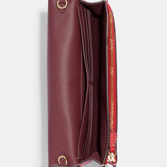 Coach Anna Foldover Clutch Crossbody in Signature Canvas with Strawberry - Picture 3 of 4